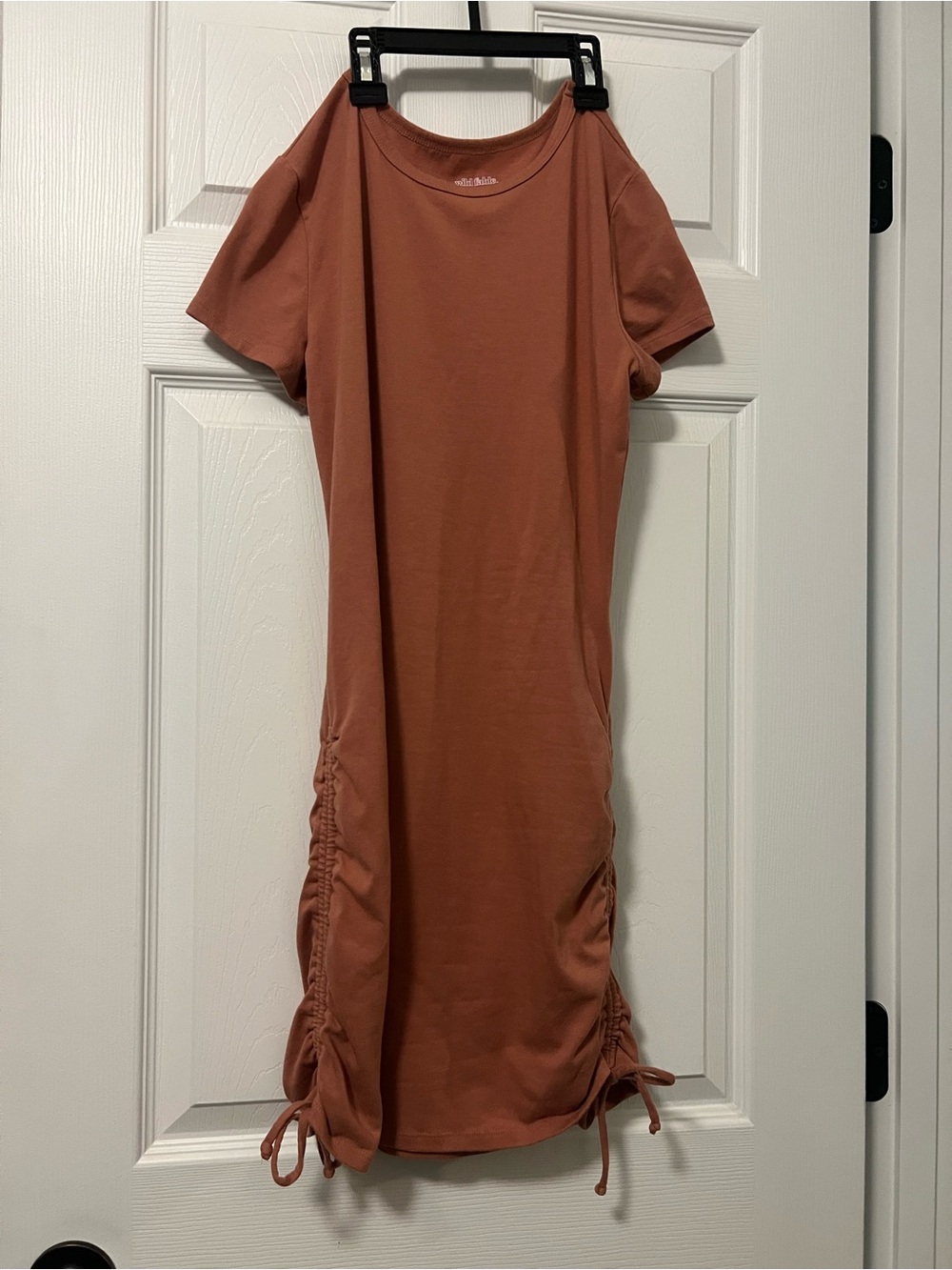 wild fable Rust Midi T-Shirt Dress with Side Drawstrings
